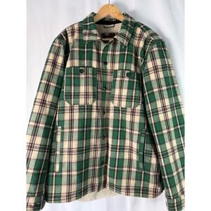 Bass Outdoor Mens Green Plaid Sherpa Lined Shirt‎ Jacket Coat Large
